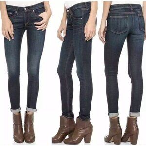Rag & Bone Womens Kensington Skinny Jeans Size 27 Blue Dark Wash Low Rise Pocket